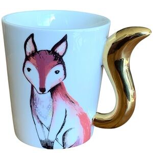Tri Costal Design Fox Mug Gold Handle 12oz